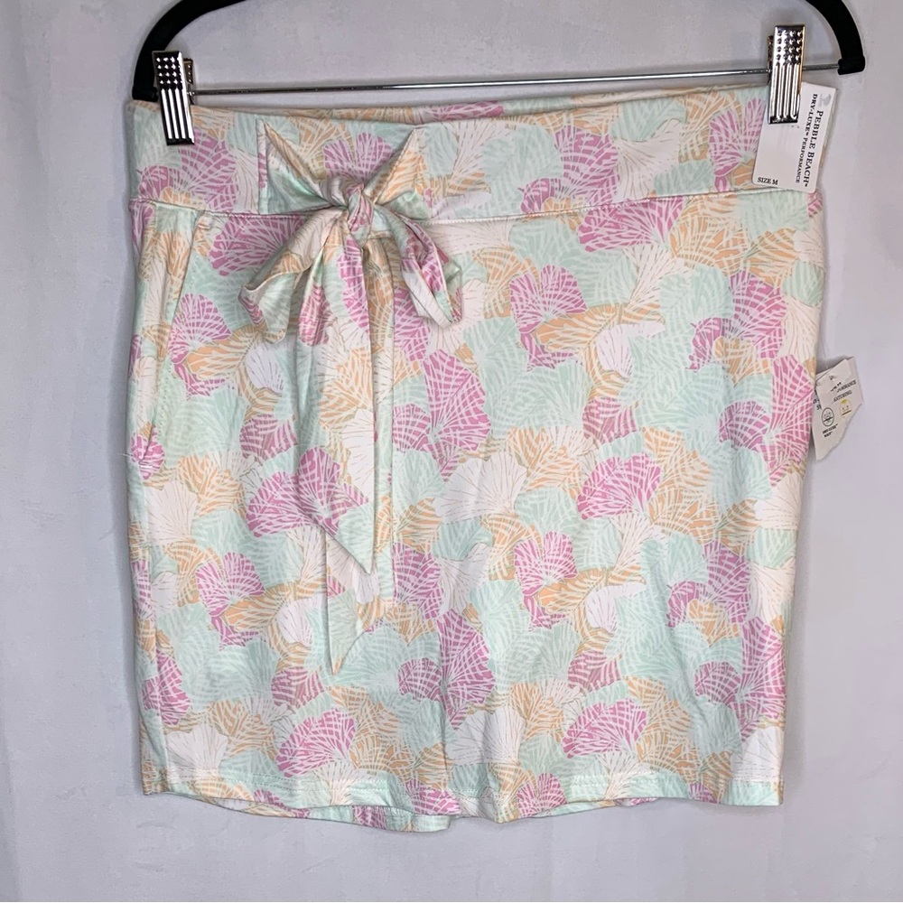 Pebble beach Blue Glass 16.5 " Skort With Bow Colorful Ocean print Golf Skirt M - Picture 1 of 9